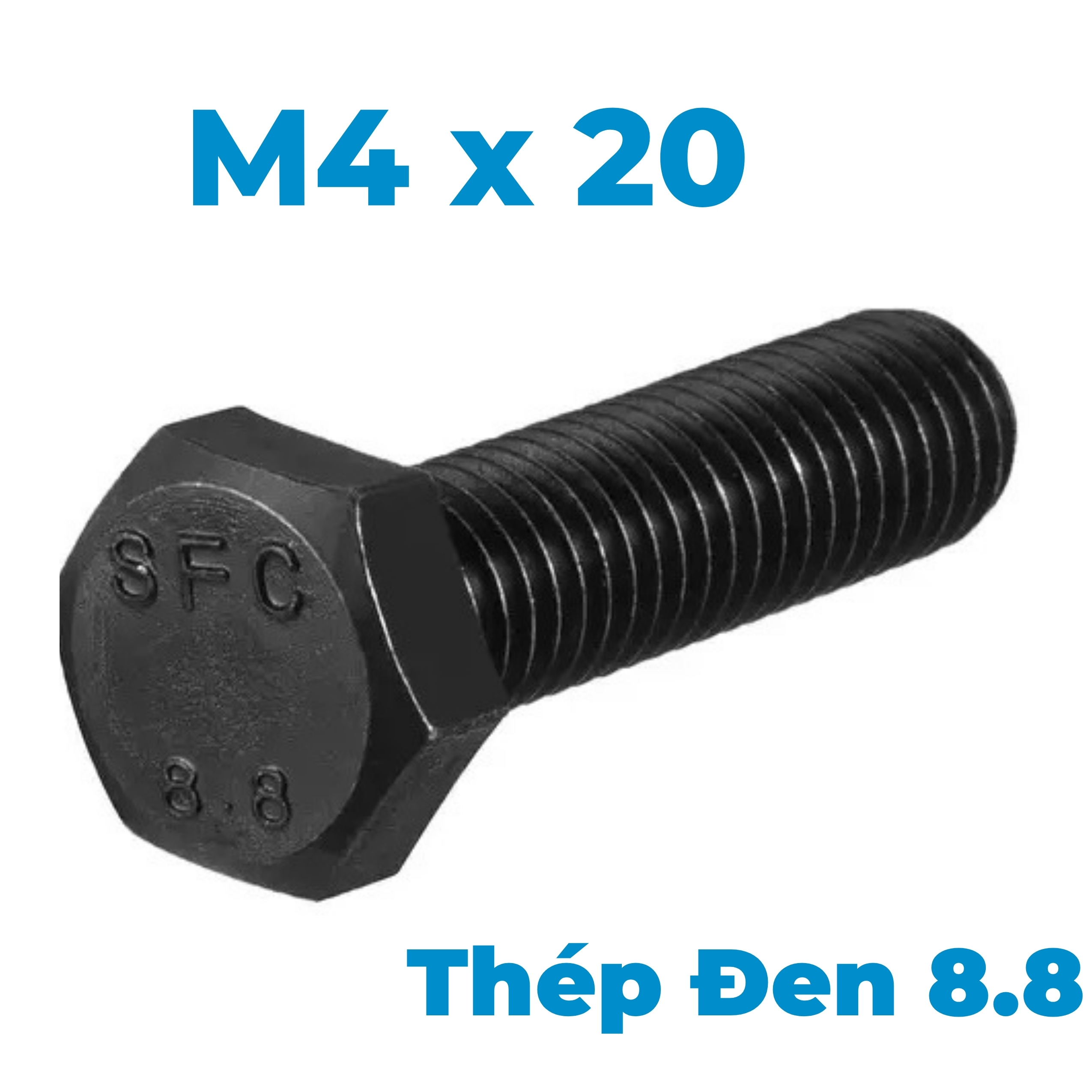 Bulong Thép Đen 8.8 DIN933 M4x20