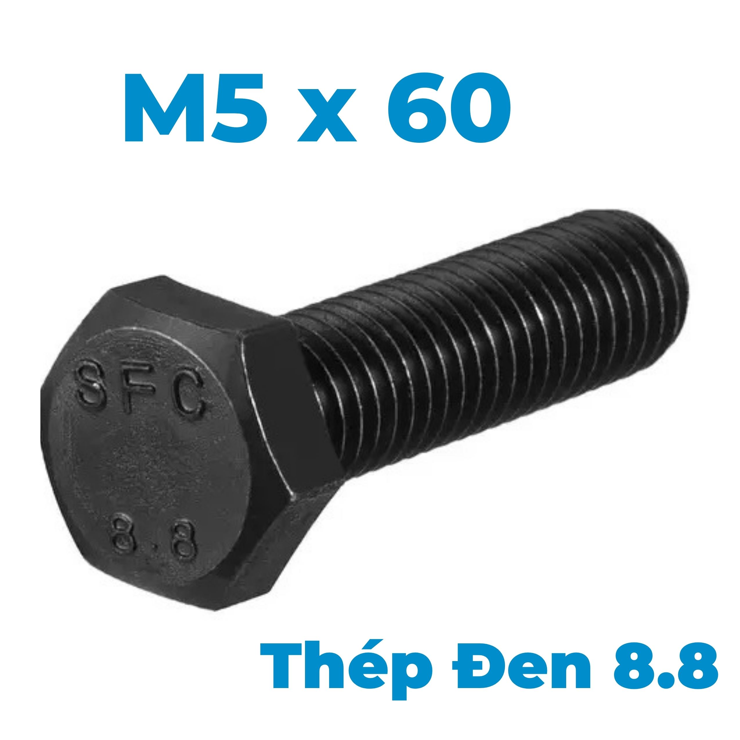 Bulong Thép Đen 8.8 DIN933 M5x60