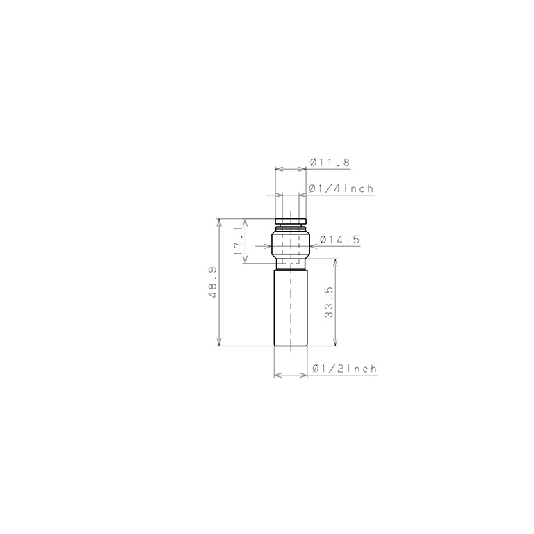 Bản vẽ kỹ thuật Đầu Nối Nhanh Khí Nén Giữa Ống Khí Và Fitting Dạng Nối Giảm Pisco PPGJ1/2-1/4-UC