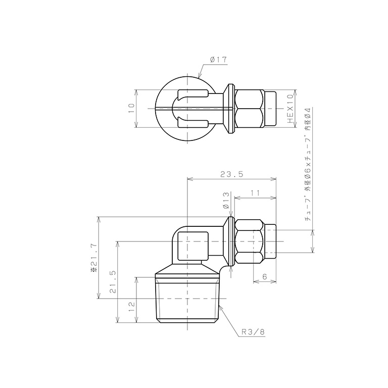 Bản vẽ kỹ thuật Đầu Ngạnh Nối Ống Có Đai Ốc Xiết Dạng Cong 90° Ren Ngoài Pisco NKL0640-03