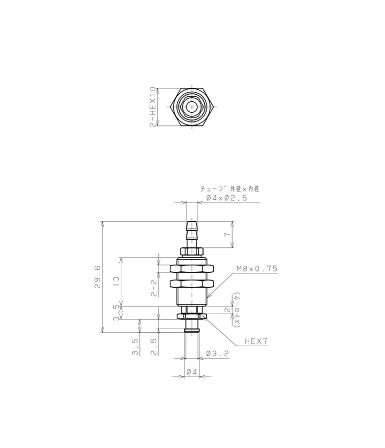Bản vẽ kỹ thuật Bộ Nấm Hút Chân Không Và Giá Đỡ, Cao Su Fluoro, O.D 6 mm, Pisco VPMC6-2RF-4B