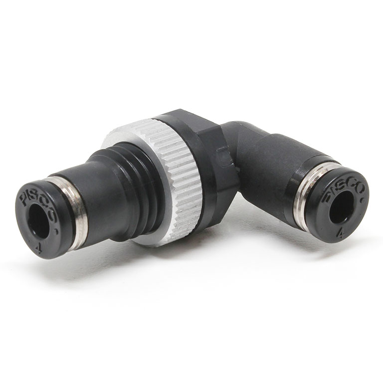 Đầu Nối Nhanh Khí Nén Cong 90° Ren Ngoài Lắp Kẹp Vách Pisco PML4W