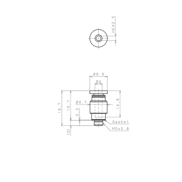 Bản vẽ kỹ thuật Đầu Nối Nhanh Khí Nén Dạng Thẳng Ren Ngoài Pisco POC4-M5-C