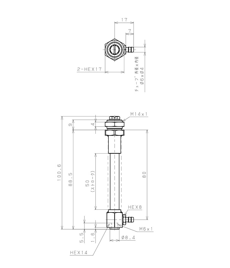 Bản vẽ kỹ thuật Giá Đỡ Nấm Hút Chân Không Có Lò Xo, Pisco VPOD-M6-50-6B