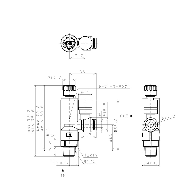 Bản vẽ kỹ thuật Van Chỉnh Áp Suất Khí Nén Loại Khóa Đẩy Pisco RVCMP6-02