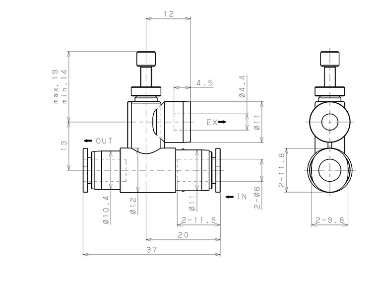 Bản vẽ kỹ thuật Van Xả Nhanh Khí Nén Pisco EQE-6