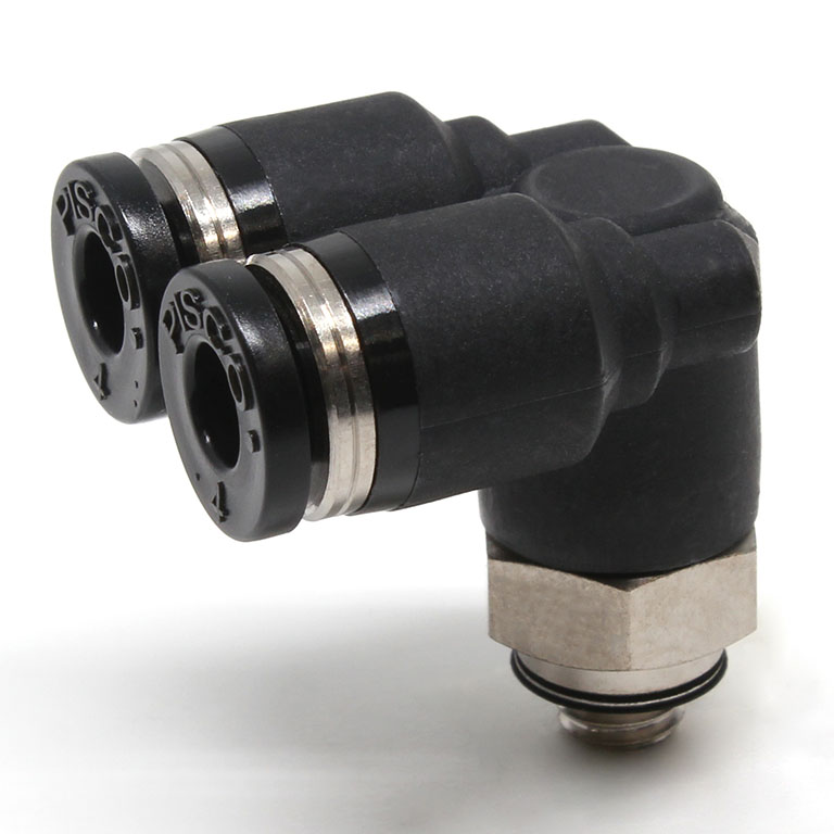 Đầu Nối Nhanh Khí Nén Hai Nhánh Cong 90° Ren Ngoài Pisco PAX3/16-U10U
