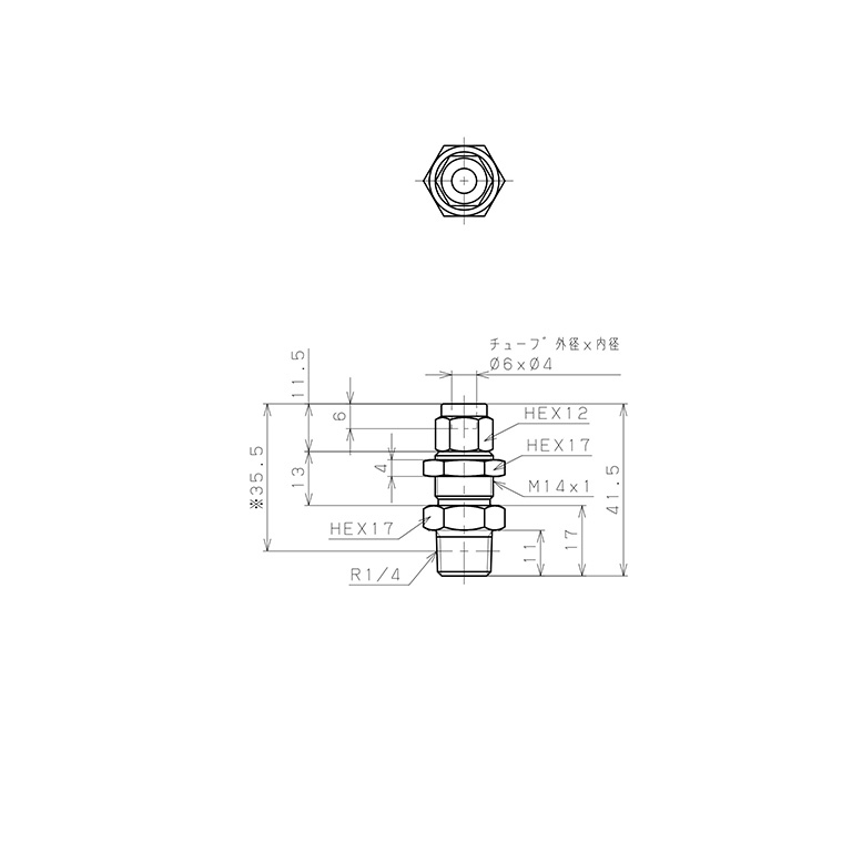 Bản vẽ kỹ thuật Đầu Ngạnh Nối Ống Có Đai Ốc Xiết Dạng Lắp Vách Ren Ngoài Pisco NSMC0640-02