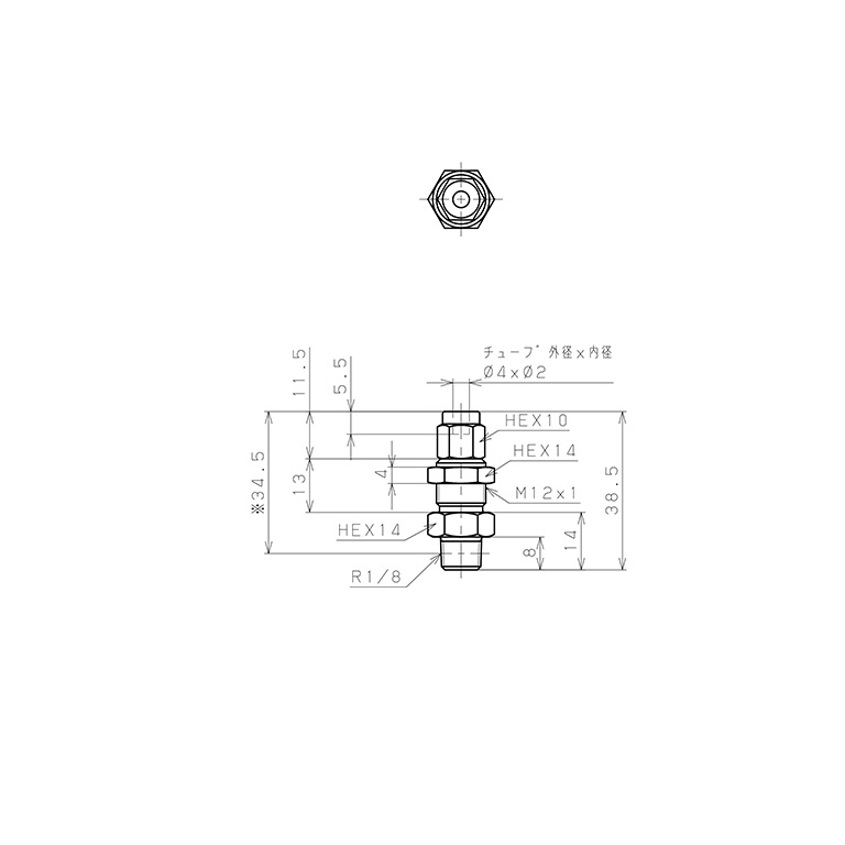 Bản vẽ kỹ thuật Đầu Ngạnh Nối Ống Có Đai Ốc Xiết Dạng Lắp Vách Ren Ngoài Pisco NSMC0420-01-TP