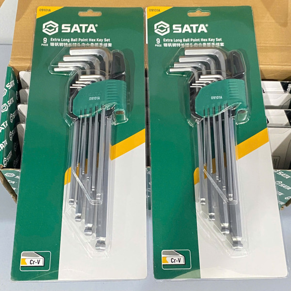 Bộ Cây Vặn Lục Giác Bi Loại Dài 9 Chi Tiết - Hệ Mét SATA 09101 A