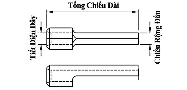 Bản vẽ kỹ thuật Đầu Cosse Pin Đặc Trần 2 mm2 KST PTNB2-16