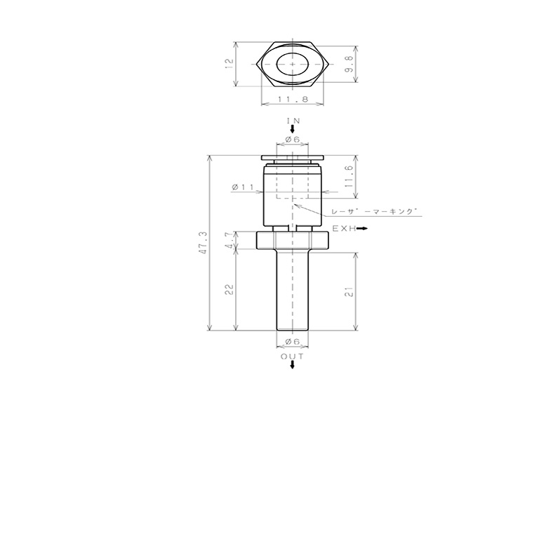Bản vẽ kỹ thuật Van Xả Nhanh Khí Nén Pisco EQJ-6