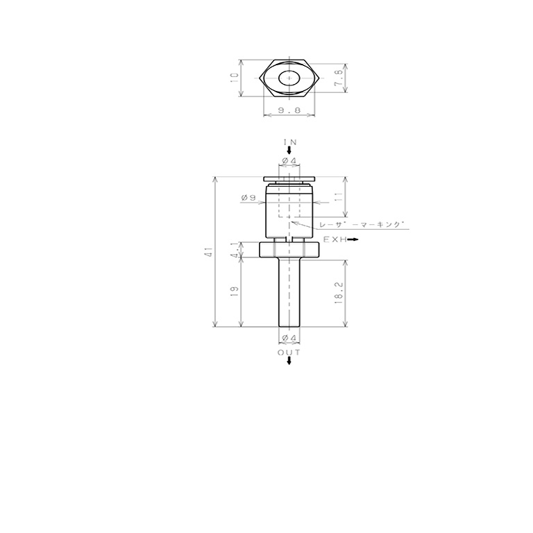 Bản vẽ kỹ thuật Van Xả Nhanh Khí Nén Pisco EQJ-4