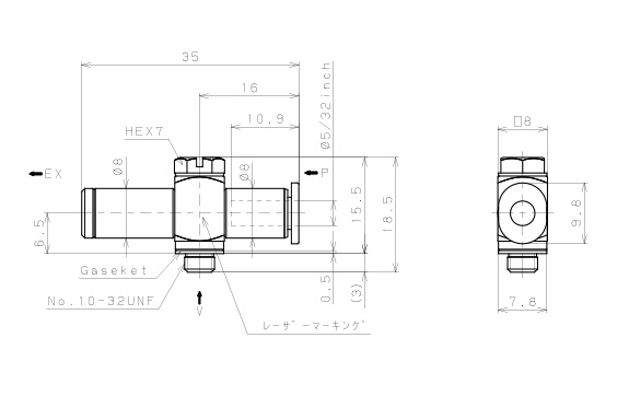Bản vẽ kỹ thuật Bộ Tạo Chân Không Dòng VM - VC Pisco VCL05-U10-5/32U