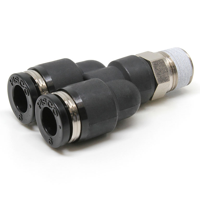 Đầu Nối Nhanh Khí Nén Dạng Chữ Y Ren Ngoài Pisco PX6-01-C