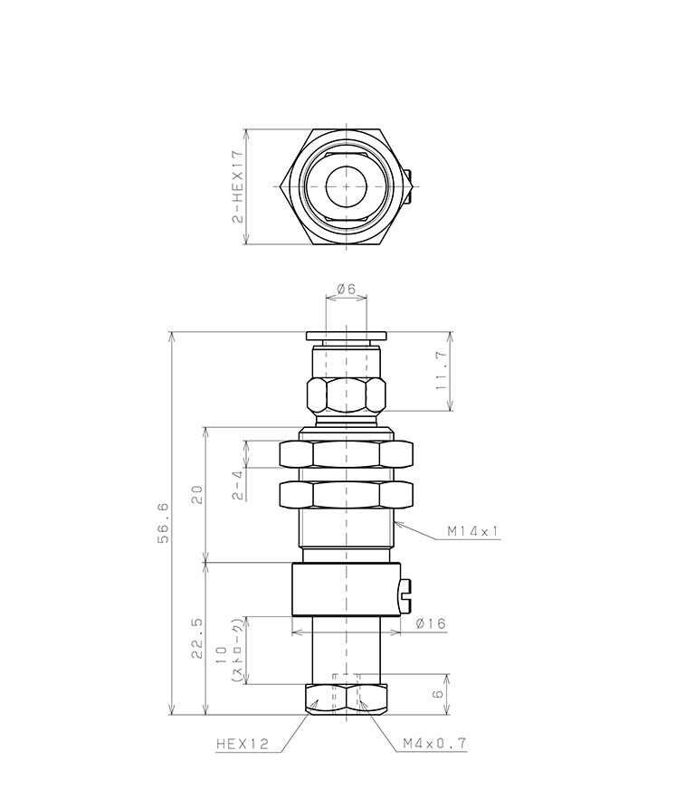 Bản vẽ kỹ thuật Bộ Nấm Hút Chân Không Và Giá Đỡ, Cao Su Nitrile (NBR), O.D 15 mm, Pisco VPC15-10RN-6J
