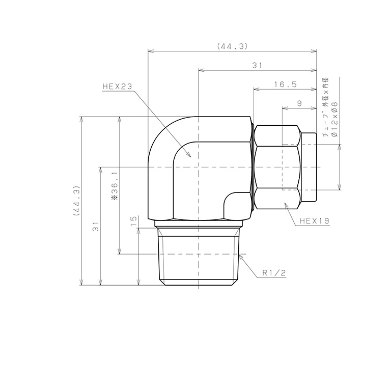 Bản vẽ kỹ thuật Đầu Ngạnh Nối Ống Có Đai Ốc Xiết Dạng Cong 90° Ren Ngoài Pisco NSL1280-04-TP