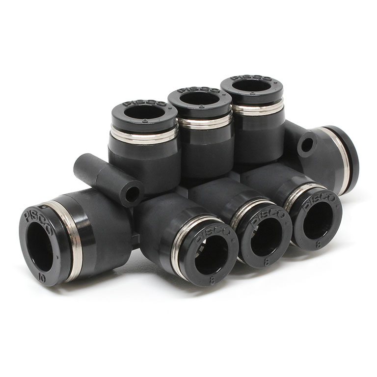 Đầu Nối Nhanh Khí Nén Chữ T 8 Ngã Dạng Nối Giảm Pisco PKVG10-8-C
