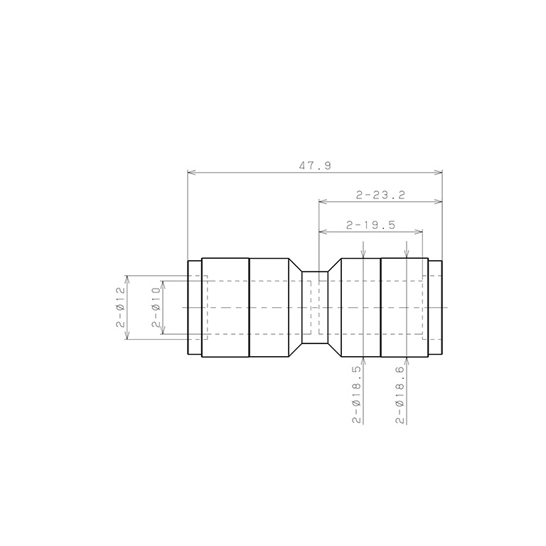 Bản vẽ kỹ thuật Đầu Nối Nhanh Khí Nén Dạng Thẳng Pisco KU10-F
