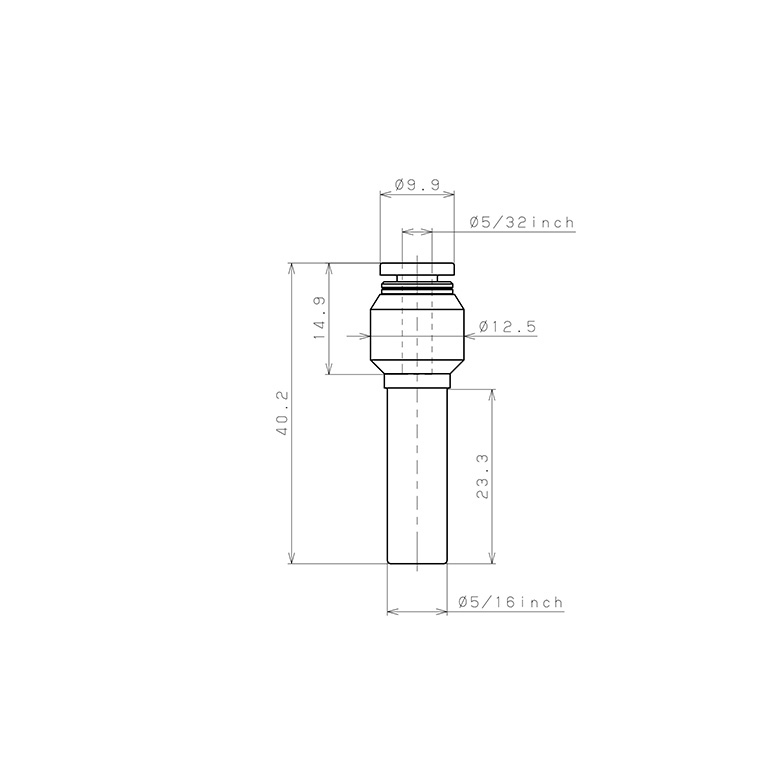 Bản vẽ kỹ thuật Đầu Nối Nhanh Khí Nén Giữa Ống Khí Và Fitting Dạng Nối Giảm Pisco PGJ5/16-5/32