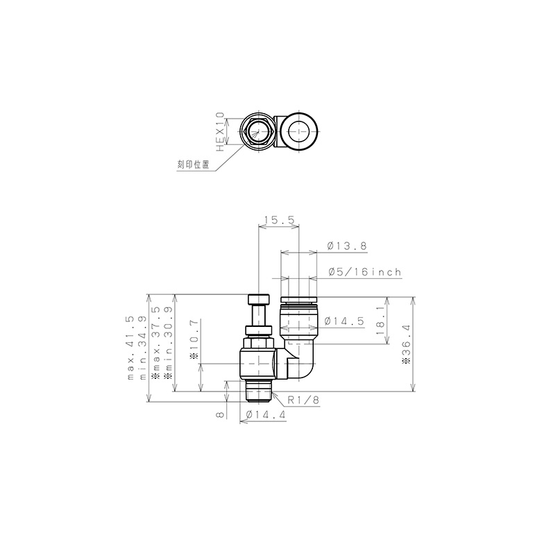 Bản vẽ kỹ thuật Van Tiết Lưu Khí Nén Pisco JSS5/16-01A-C