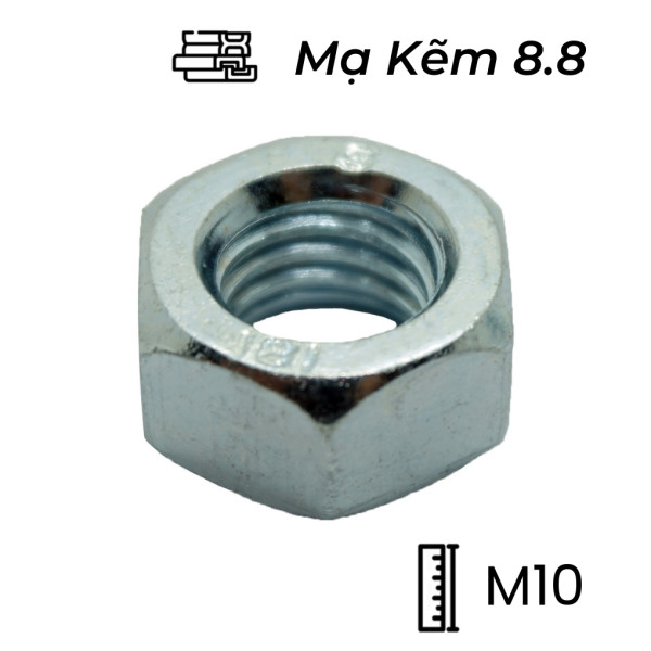 Tán Thép Mạ Kẽm 8.8 DIN934 M10