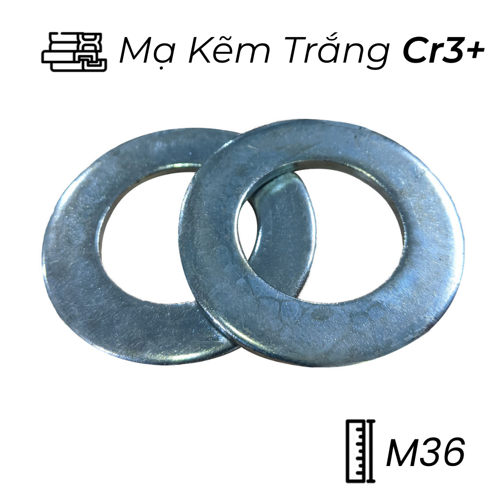 Lông Đền Phẳng Thép Mạ Kẽm Trắng Cr3+ DIN125 M36