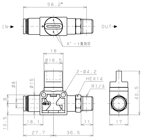 Bản vẽ kỹ thuật Van Tay Khí Nén Pisco HV8-02