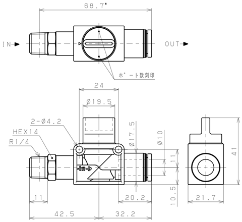 Bản vẽ kỹ thuật Van Tay Khí Nén Pisco HV02-10-2
