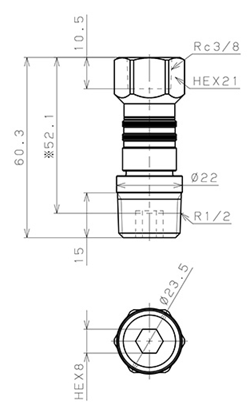 Bản vẽ kỹ thuật Bộ Đầu Ngạnh Nối Ống Dẫn Điều Khiển Nhiệt Độ Khuôn Đúc Dạng Thẳng Ren Trong Pisco AKC10-03F04
