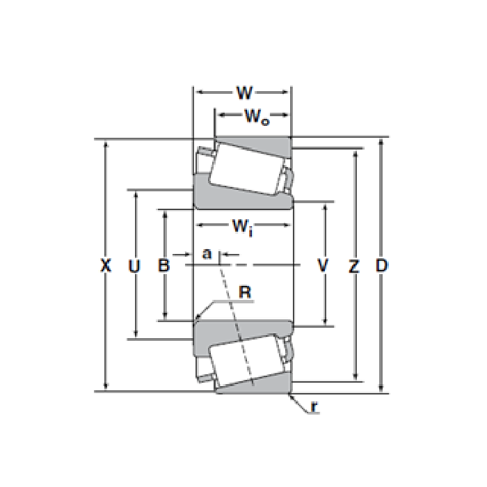 Bản vẽ kỹ thuật Vòng Bi Đũa Côn 1 Dãy 26.988x50.292x14.224 mm NTN 4T-L44649/L44610