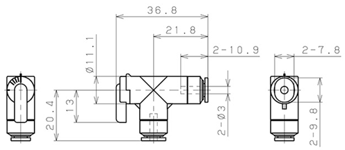 Bản vẽ kỹ thuật Van Bi Khí Nén, Loại Mini Pisco BVLU3-3