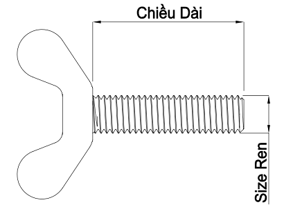 Bản vẽ kỹ thuật Bulong Cánh Chuồn Inox 304 M4x8