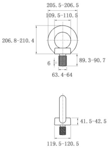 Bản vẽ kỹ thuật Bulong Vòng Thép Mạ Kẽm DIN580 M64x90