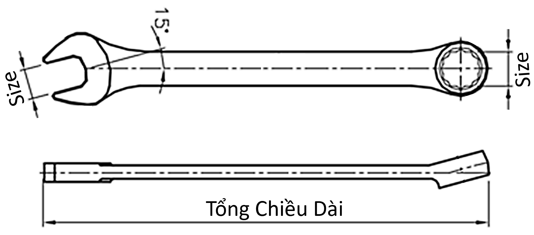 Bản vẽ kỹ thuật Cờ Lê Vòng Miệng Basic 17mm Stanley STMT80229-8B