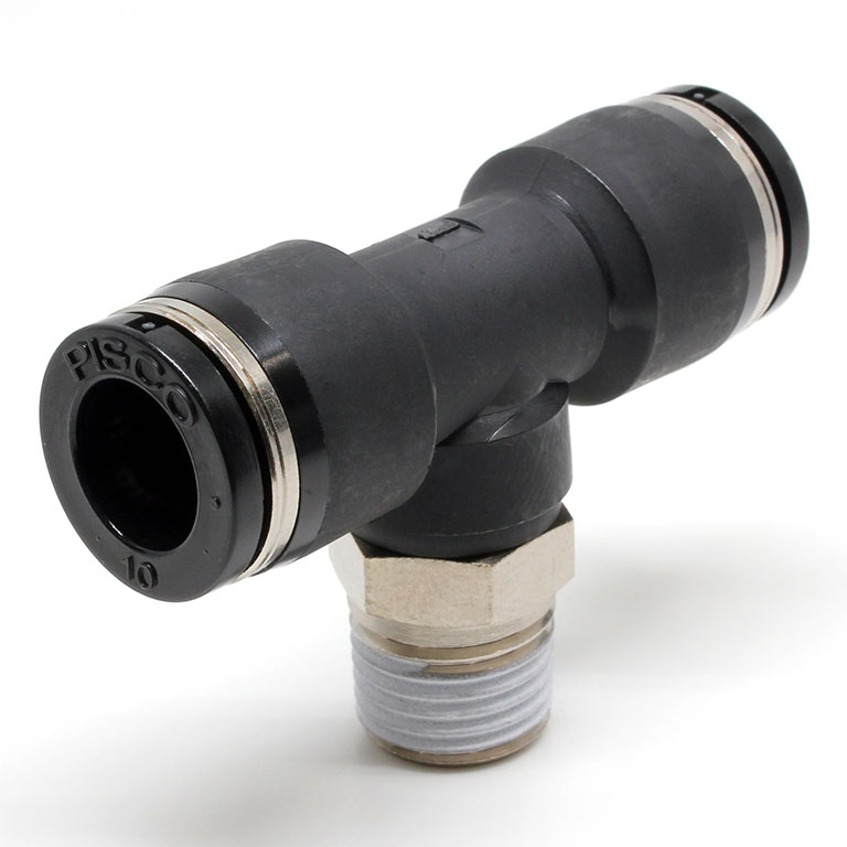 Đầu Nối Nhanh Khí Nén Chữ T Phi 10mm Ren Ngoài R1/4 Pisco PB10-02