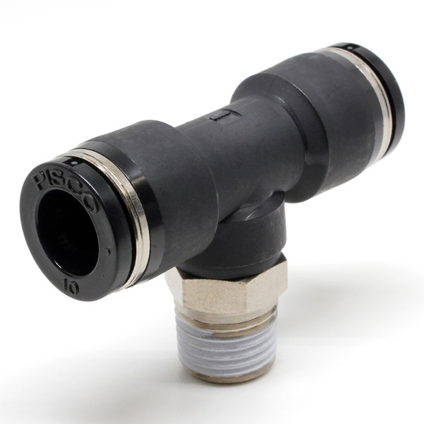 Đầu Nối Nhanh Khí Nén Chữ T Phi 10mm Ren Ngoài R1/4 Pisco PB10-02