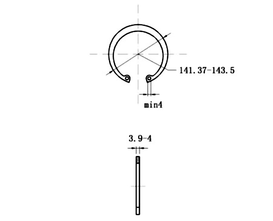 Bản vẽ kỹ thuật Phe Gài Lỗ Inox 420 DIN472 D135x4.0