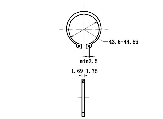 Bản vẽ kỹ thuật Phe Gài Trục Thép 65Mn DIN471 D48x1.75