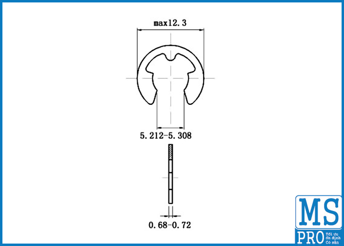 Bản vẽ kỹ thuật Phe Gài Trục Chữ E Thép DIN6799 D6