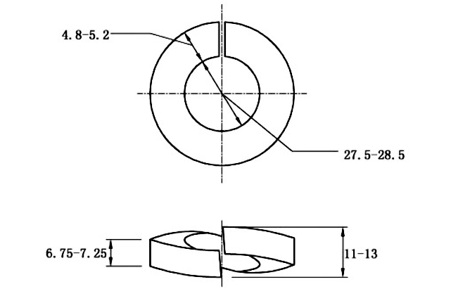 Bản vẽ kỹ thuật Lông Đền Vênh Thép Mạ Kẽm Trắng Cr3+ DIN127 M27