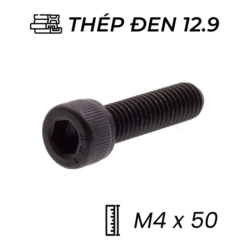 Lục Giác Chìm Đầu Trụ Thép Đen 12.9 DIN912 M4x50