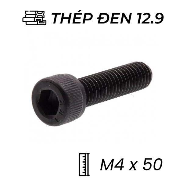 Lục Giác Chìm Đầu Trụ Thép Đen 12.9 DIN912 M4x50