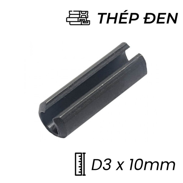 Chốt Ống DIN1481 Thép 65Mn Đen D3x10mm (100Cái/Bịch)