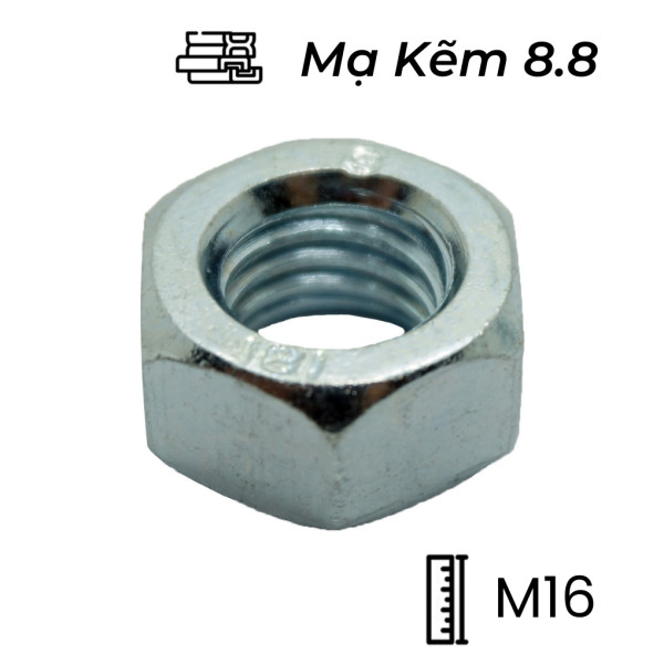 Tán Thép Mạ Kẽm 8.8 DIN934 M16