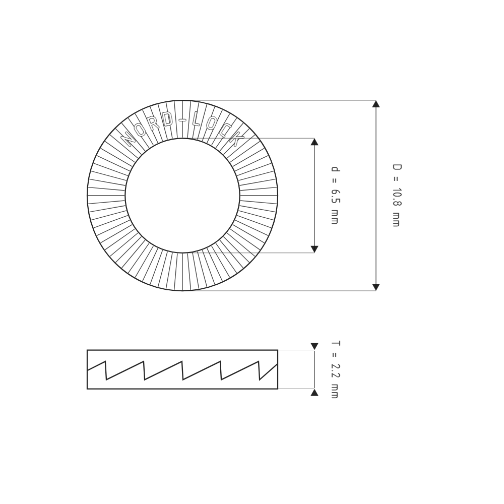 Bản vẽ kỹ thuật Lông Đền Nord-Lock Inox 316 M6