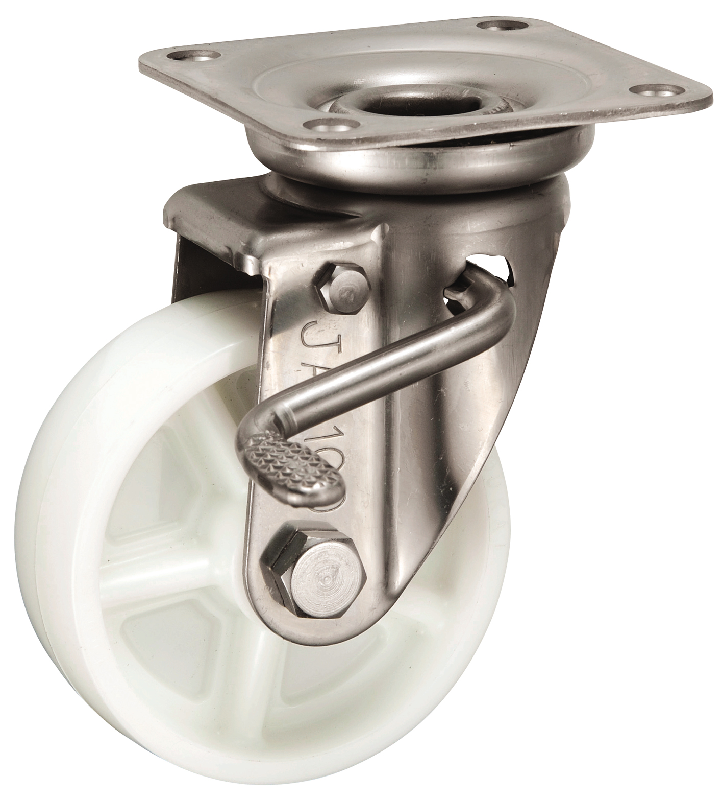 Bánh Xe Nylon Càng Inox Xoay Có Phanh D100 UKAI PBJAB-100