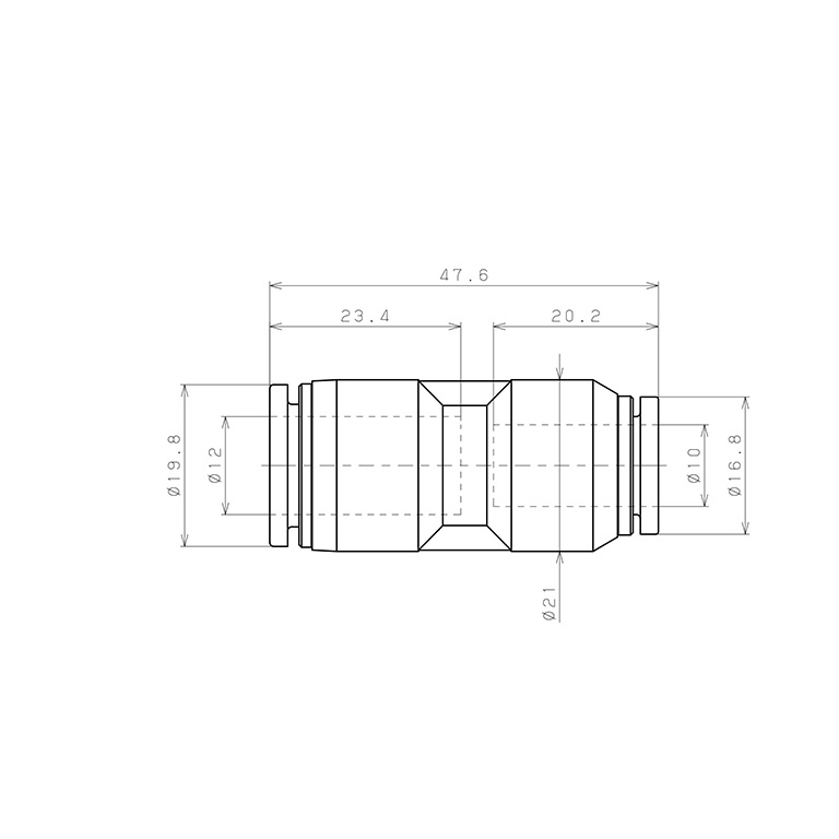 Bản vẽ kỹ thuật Đầu Nối Nhanh Khí Nén Dạng Nối Giẩm Pisco SPG12-10