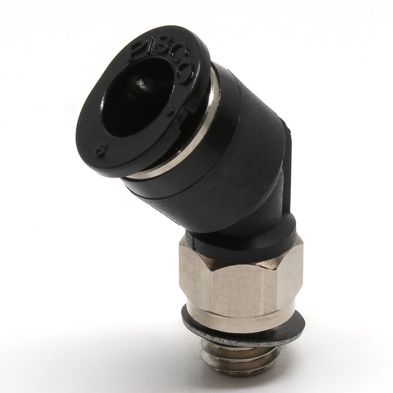 Đầu Nối Nhanh Khí Nén Dạng Cong 45° Ren Ngoài Pisco PLH6-M6MW