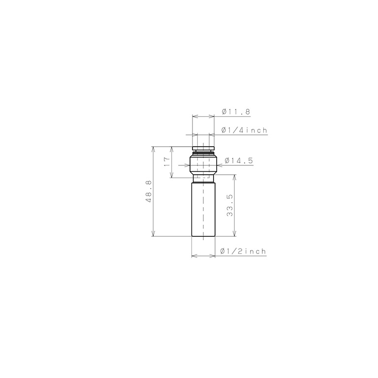 Bản vẽ kỹ thuật Đầu Nối Nhanh Khí Nén Giữa Ống Khí Và Fitting Dạng Nối Giảm Pisco PGJ1/2-1/4W
